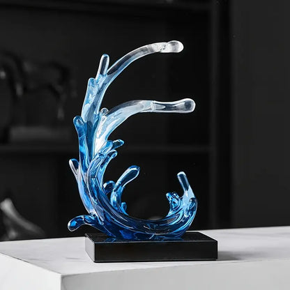 Blue Abstract Wave Sculpture