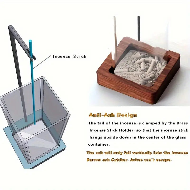 Glass Incense Holder with Wooden Base