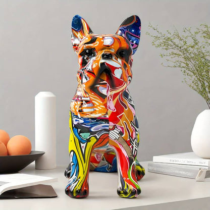 Colorful Graffiti French Bulldog Statue