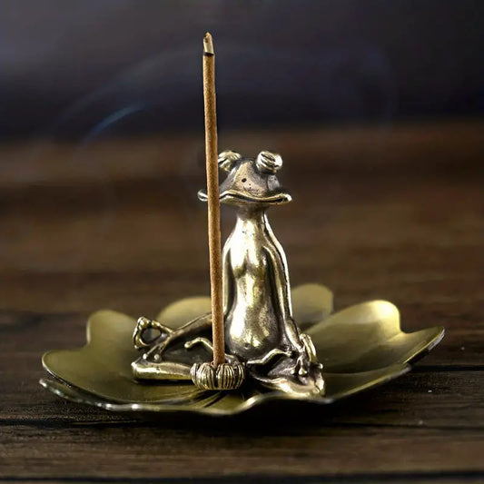 Meditation Frog Statue with Incense Holder and Ash Catcher