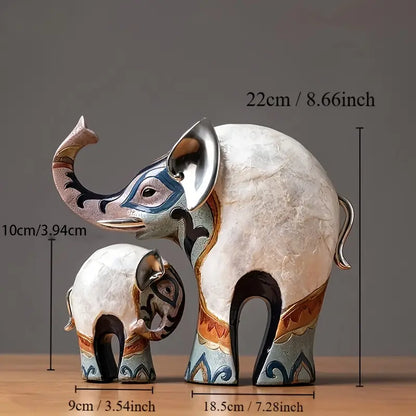 2-Piece Set Resin Elephant Statue