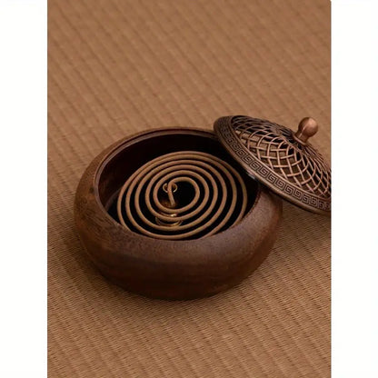 Walnut Log Incense Burner Set