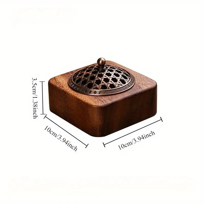 Walnut Log Incense Burner Set