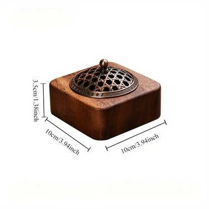 Walnut Log Incense Burner Set