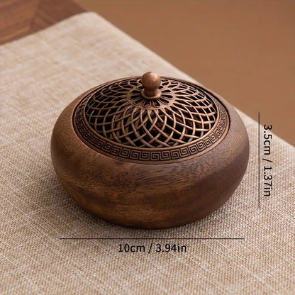 Walnut Log Incense Burner Set