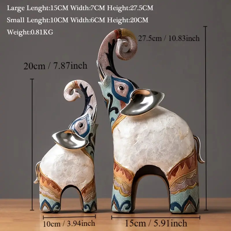 2-Piece Set Resin Elephant Statue