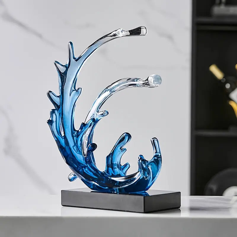 Blue Abstract Wave Sculpture