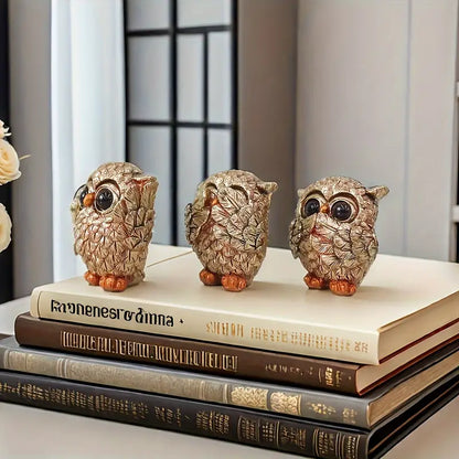 3-Piece Cute European Style Owl Figurine