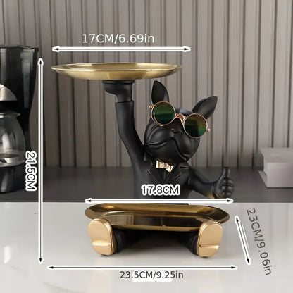 Charming Dog-Shaped Resin Decor with Dual Trays