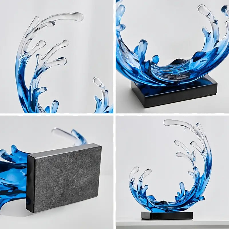 Blue Abstract Wave Sculpture