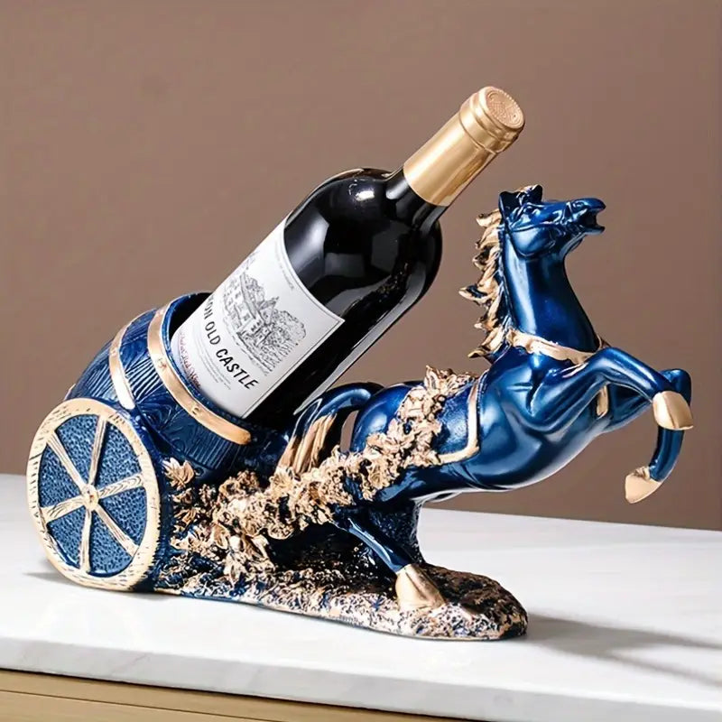 Resin Horse and Chariot Bottle Holder Figurine