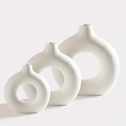 Donut Ceramic Vase Set For Modern Boho Decor