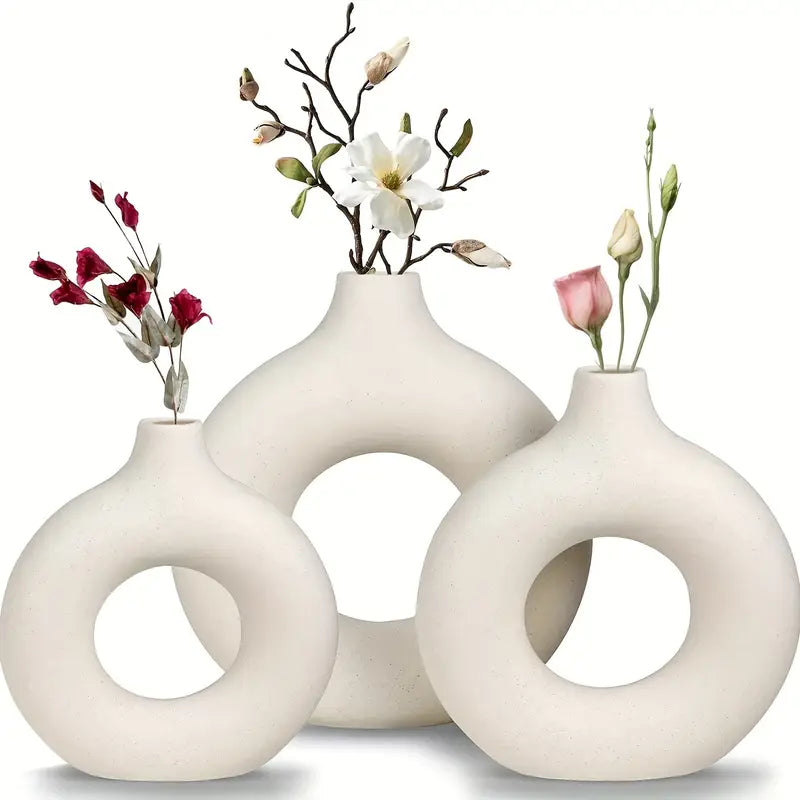 Donut Ceramic Vase Set For Modern Boho Decor