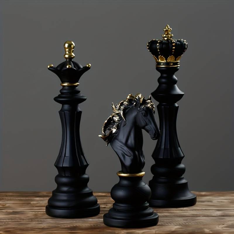 Black Golden Resin Chess Set