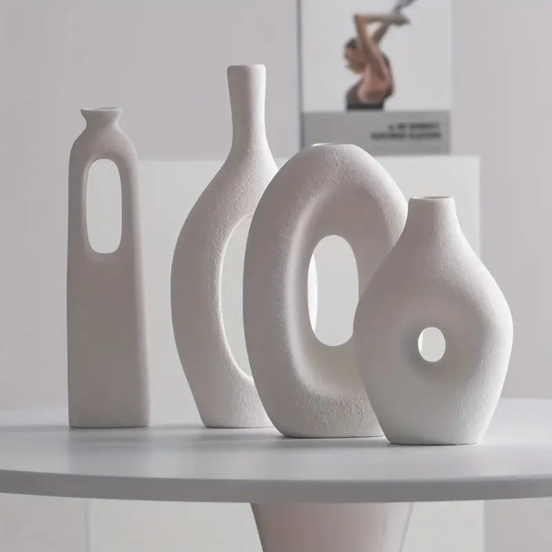 Modern White Ceramic Vase Set