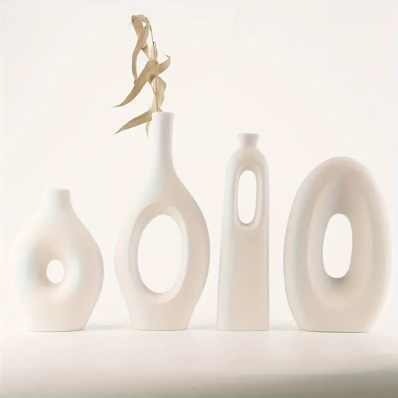 Modern White Ceramic Vase Set