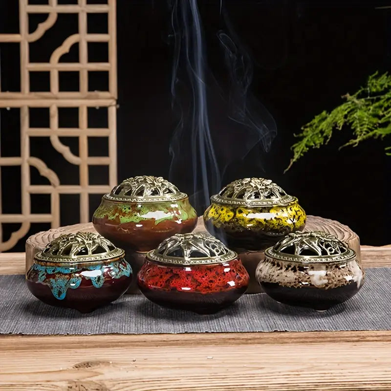 Kiln-changed ceramic incense burner