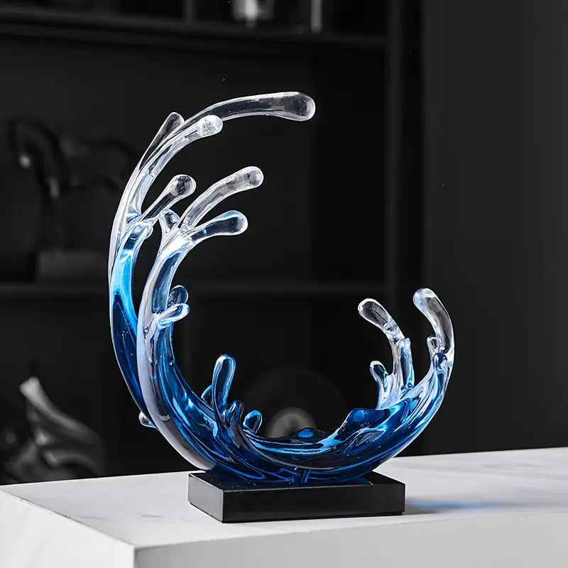 Blue Abstract Wave Sculpture