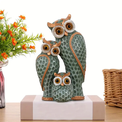 Chic Owl Family Resin Decor