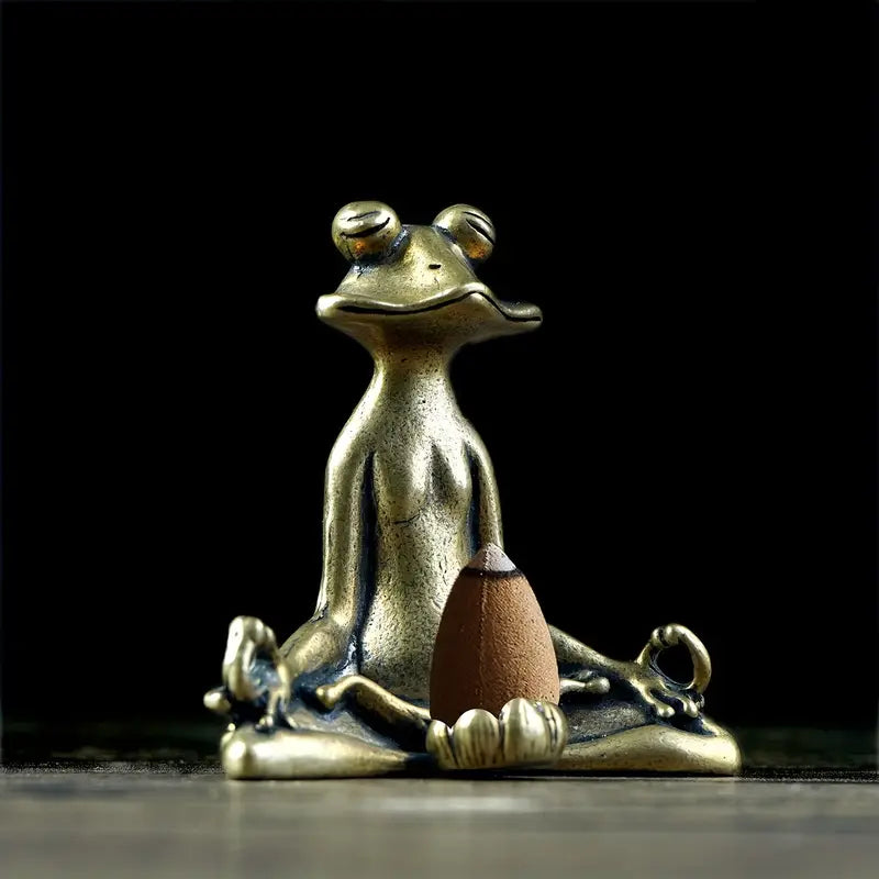 Meditation Frog Statue with Incense Holder and Ash Catcher