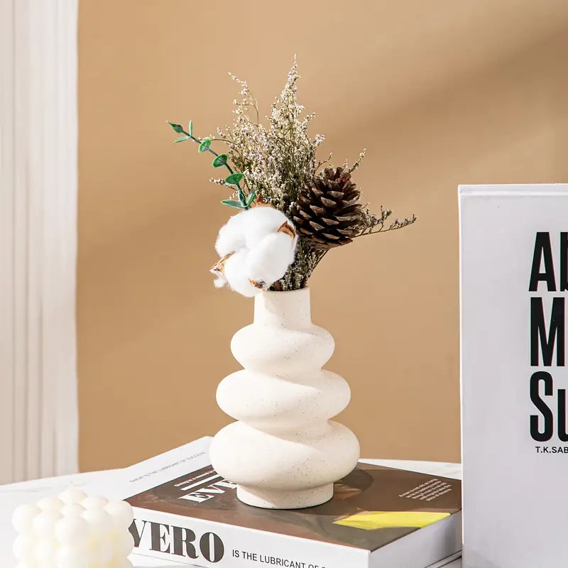 Modern Boho White Ceramic Vase