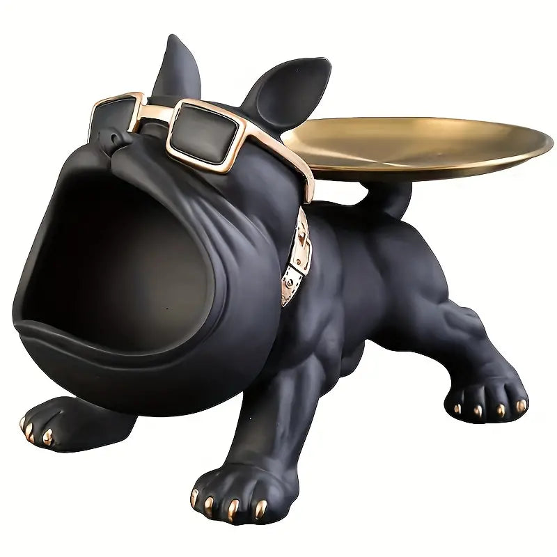 Black Bulldog Storage Decor Collectible Figurine