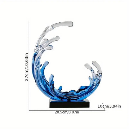 Blue Abstract Wave Sculpture