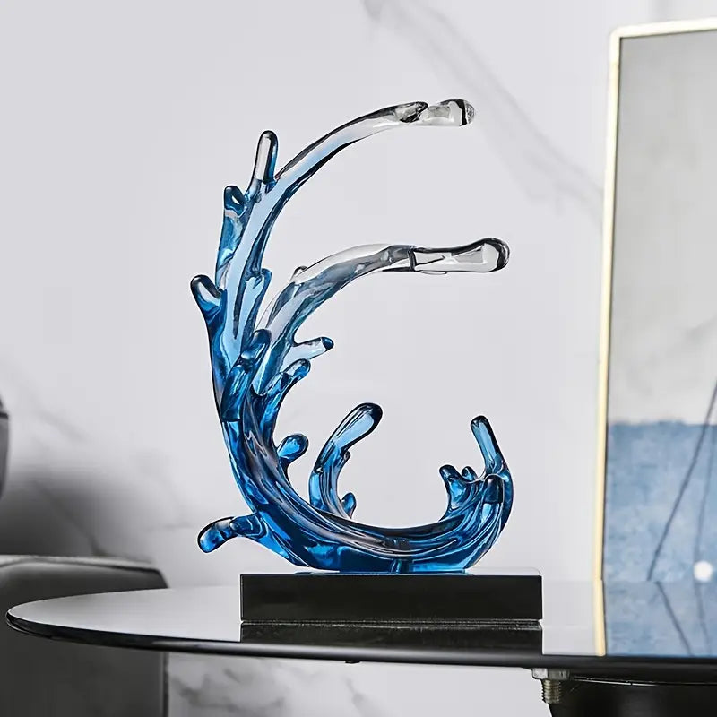 Blue Abstract Wave Sculpture