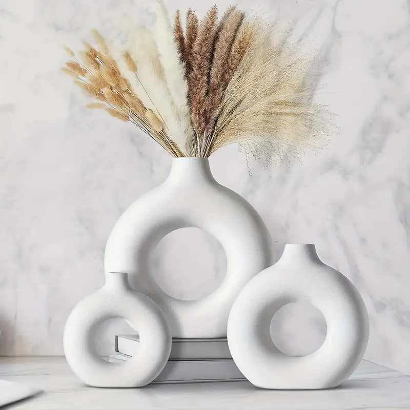 Donut Ceramic Vase Set For Modern Boho Decor