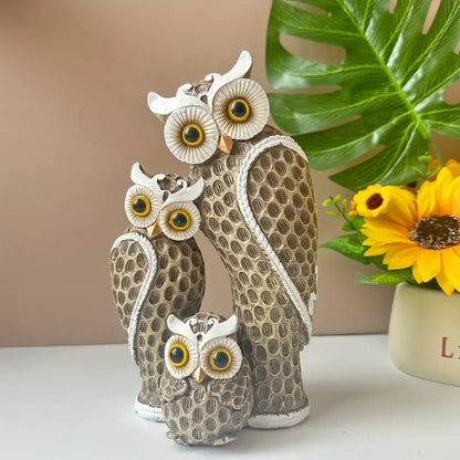 Chic Owl Family Resin Decor