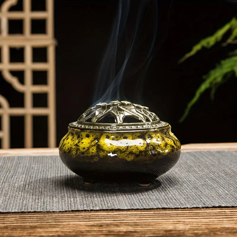 Kiln-changed ceramic incense burner