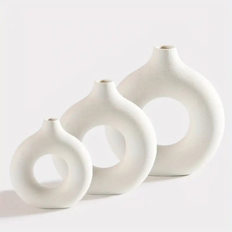 Donut Ceramic Vase Set For Modern Boho Decor