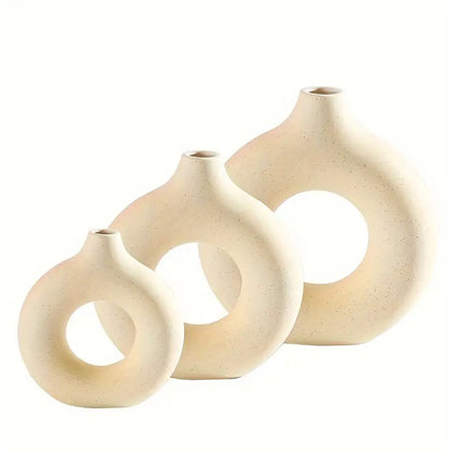 Donut Ceramic Vase Set For Modern Boho Decor