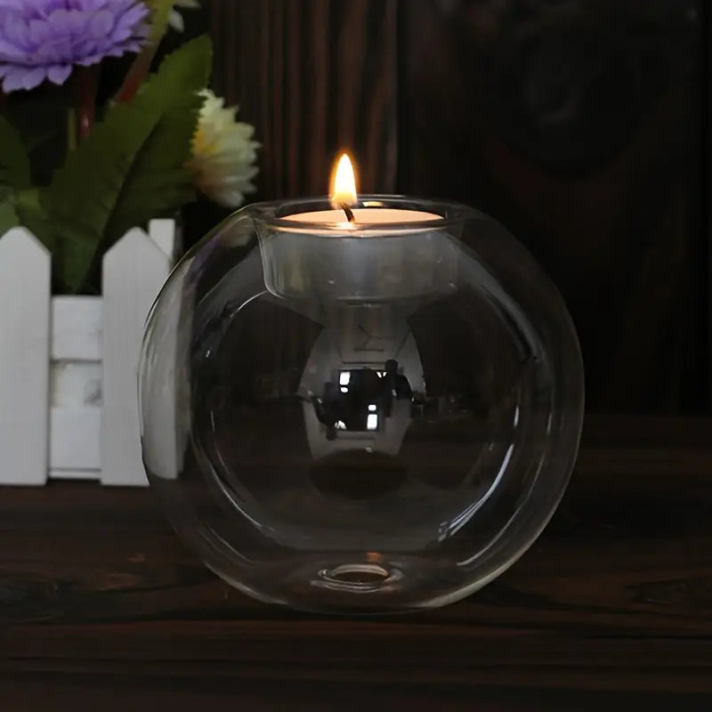 Elegant European-Style Glass Candle Holder