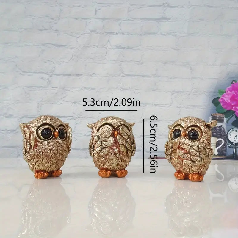 3-Piece Cute European Style Owl Figurine