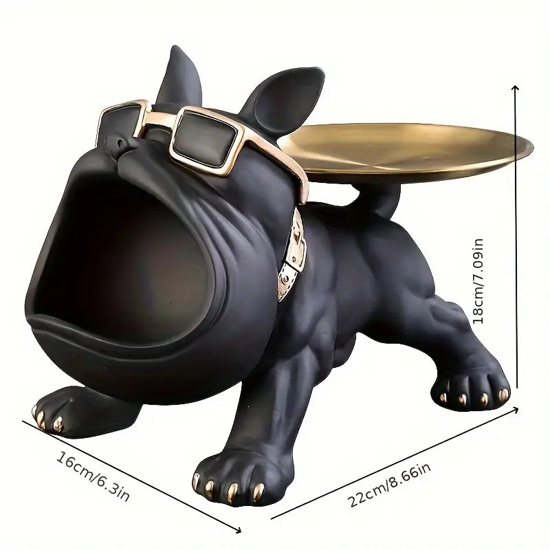 Black Bulldog Storage Decor Collectible Figurine