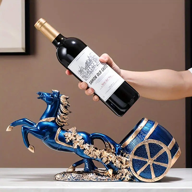 Resin Horse and Chariot Bottle Holder Figurine