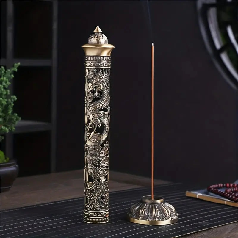 Vintage Dragon & Phoenix Metal Incense Burner