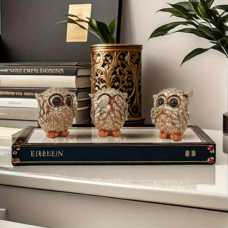 3-Piece Cute European Style Owl Figurine