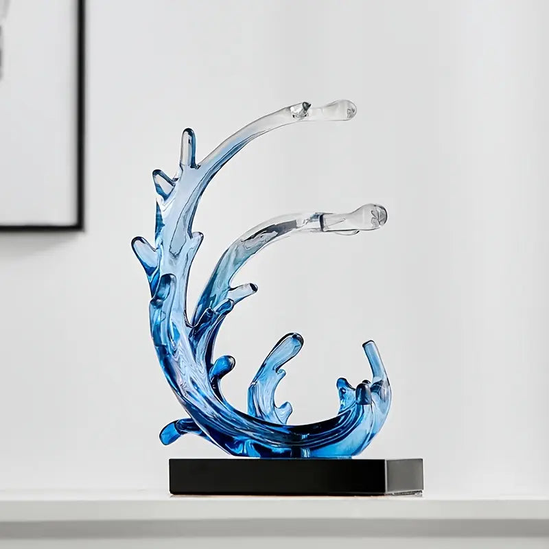 Blue Abstract Wave Sculpture