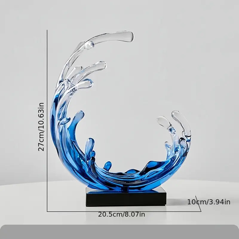 Blue Abstract Wave Sculpture