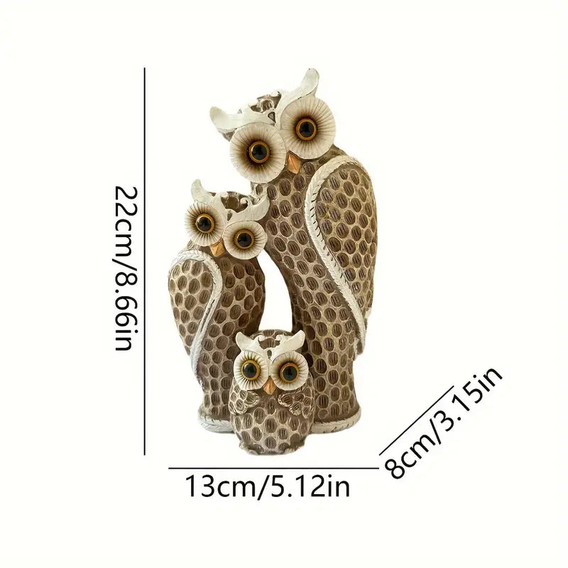 Chic Owl Family Resin Decor