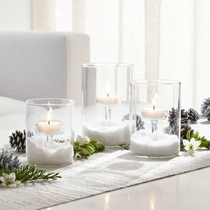 Set Glass Hurricane Tealight Candle Holders