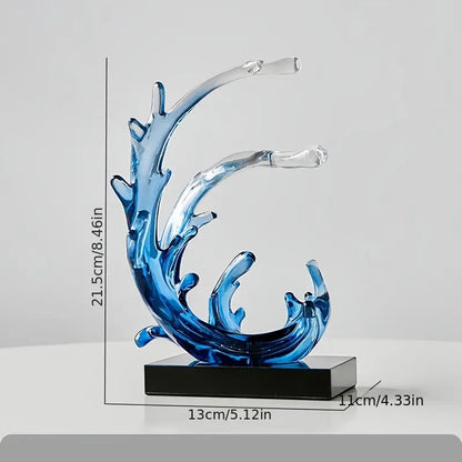 Blue Abstract Wave Sculpture