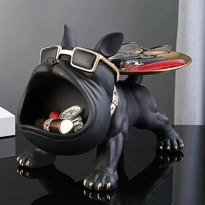 Black Bulldog Storage Decor Collectible Figurine