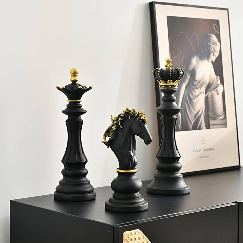 Black Golden Resin Chess Set