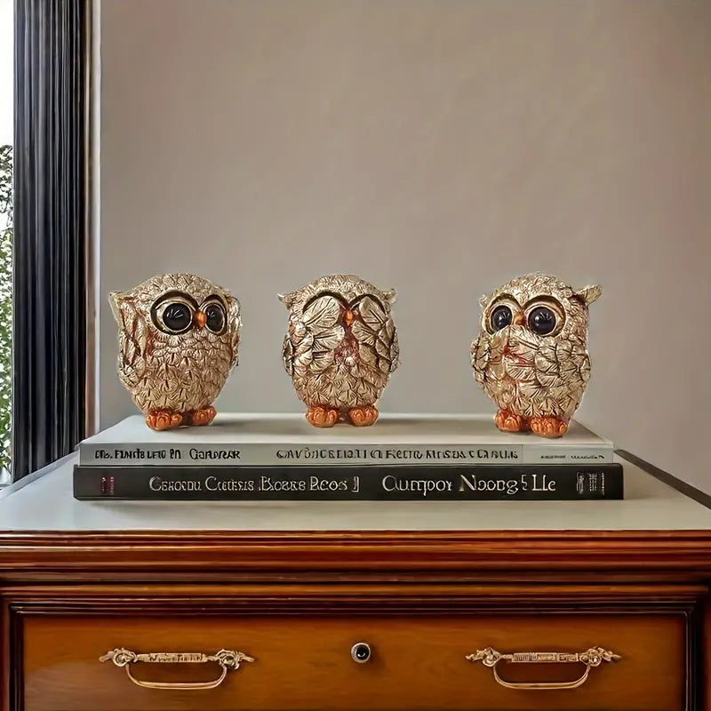 3-Piece Cute European Style Owl Figurine