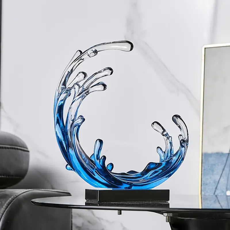 Blue Abstract Wave Sculpture