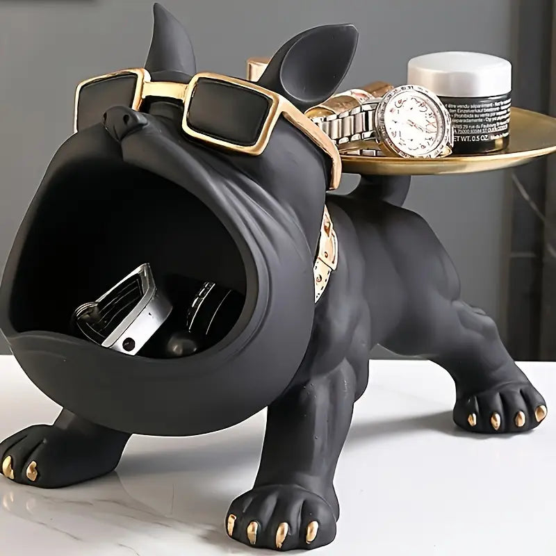 Black Bulldog Storage Decor Collectible Figurine