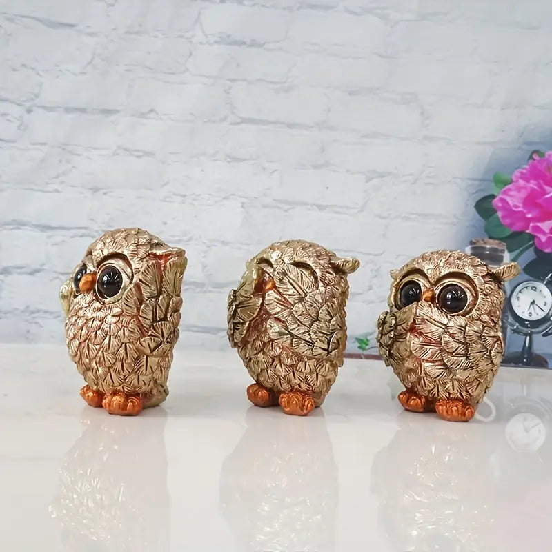 3-Piece Cute European Style Owl Figurine